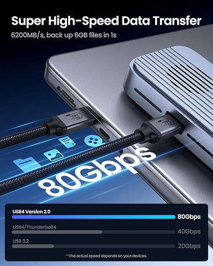 Silkland 80Gbps USB 4 for Thunderbolt 5 Cable 1.6FT, up to 120Gbps Bandwidth for Dual 8K, 240W PD 3.1 Charging, Braided USB C Data Cable Compatible for Thunderbolt 4/5, SSD, MacBook Pro,iPhone 17,Dock