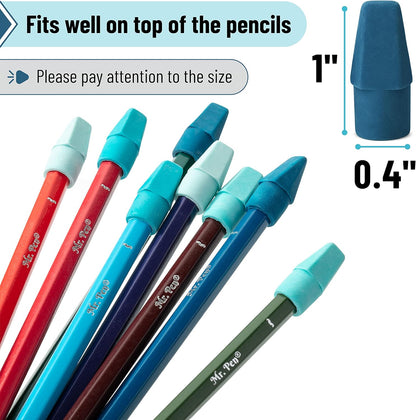 Mr. Pen- Pencil Toppers, 120 Pack, Blue Shades, Pencil Top Eraser Caps, Back to School Supplies