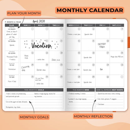 Clever Fox Planner – Undated Weekly & Monthly Planner for Productivity, Time Management & Goals – Organizer Journal – A5 (Orange)