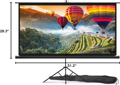 Pyle Universal Projector Screen w/ Stand - 120-Inch Floor Standing Portable Fold-Out Rollup Matte For Projection, Includes Tripod, Great For Indoor/Outdoor Presentation, Quick Assembly