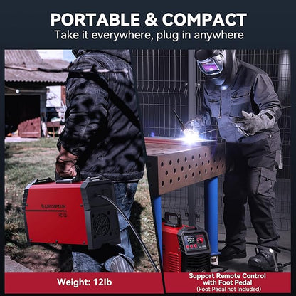 ARCCAPTAIN TIG Welder 200A, High Frequency 110v/220v Dual Voltage TIG/Stick/Arc 2 in 1 Welder LED Digital Display Welding Machine with 2T/4T Function and Tungsten Electrode