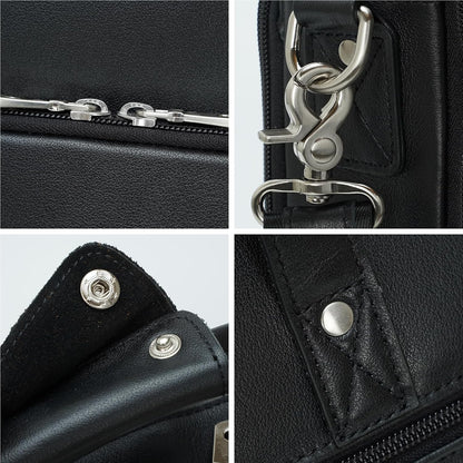 Leather Briefcase for Men 17 Inch Laptop Crossbody Shoulder Messenger Bag Attache Case for Business Travel Work Lawyer