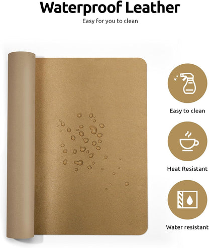YSAGi Leather Desk Protector, Office Mat, Large Mouse Mat, Non-Slip PU Leather Blotter, Laptop Pad, Waterproof Writing Pad for Office and Home (Bronze, 31.5" x 15.8")
