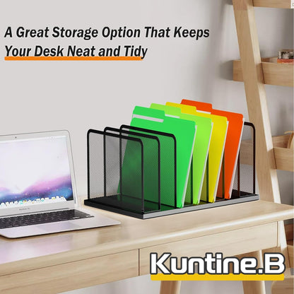 Kuntine.B Desk File Organizer 7 Upright Mesh Desktop Organizer File Sorter Office Organization File Holder for Home, Office & Classroom