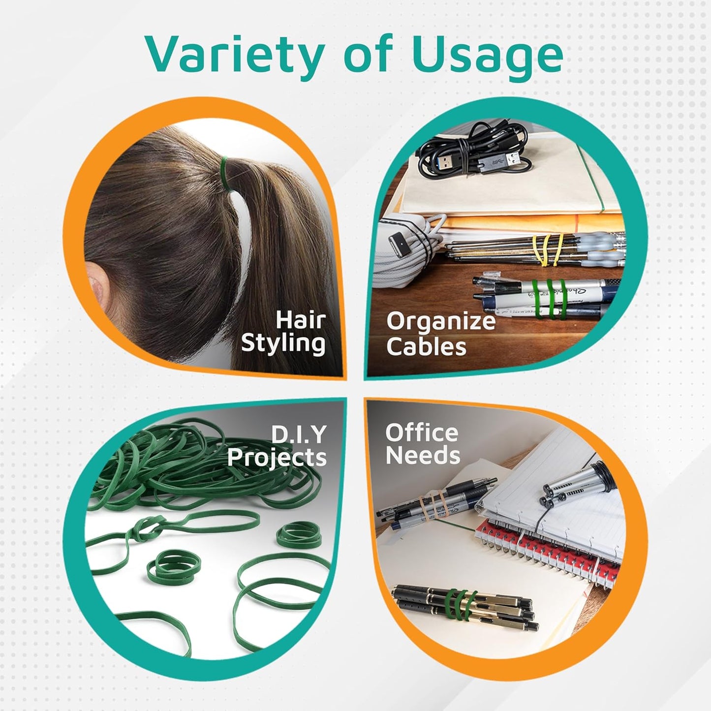 PlasticMill Green Rubber Bands Size 33 (3 1/2" x 1/8") - #33 Colored Rubber Bands Office Supplies - Strong, Elastic Bands for Crafts, Balloon Garland, Cash, File Folders (100-Pack)