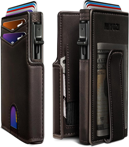 Men Wallet,with Money Clip Coins Pocket ID Window,Slim Front Pocket RFID Blocking Pop-up Card Holder 3.9"x 2.7", Gift Boxed