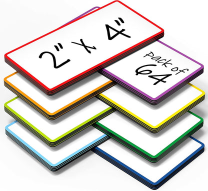 64 Pack Dry Erase Magnetic Labels 2x4 in - Magnetic Name Tags for Classroom Locker Name Tags - Classroom Magnets for Names - Magnet Labels for Whiteboard - Name Magnets School Bus Magnet Name Plate