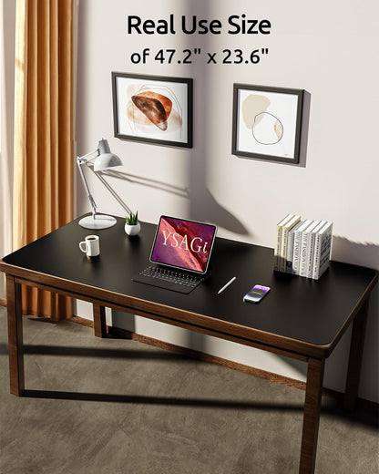 YSAGi Leather Desk Protector, Office Mat, Large Mouse Mat, Non-Slip PU Leather Blotter, Laptop Desk Pad, Waterproof Writing Pad for Office and Home (Black, 47.2" x 23.6")