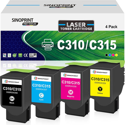 Remanufactured Toner Cartridge Replacement Ink Compatible for Xerox C310 C310DNI C310DNIM C315 C315DNI Printer 006R04356 006R04357 006R04358 006R04359-4Packs