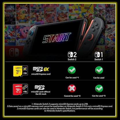 addlink 256GB Gaming microSD Express Card for Nintendo-Switch 2, Speed Up to R/W 880/750 MB/s MicroSDXC Express Memory, ROG Ally, Steam Deck, Camera UHS-I, C10, U3, V30, Full HD 4K