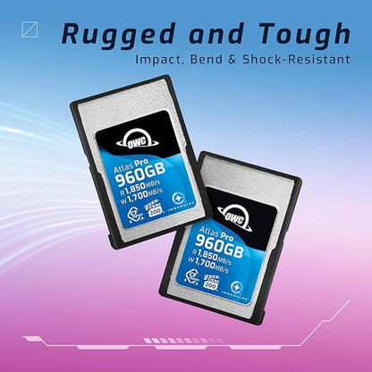 OWC 960GB Atlas Pro High Performance Cfexpress 4.0 Type A Memory Card Professional Grade, up to 1850MB/s Read and 1700MB/s Write Speed