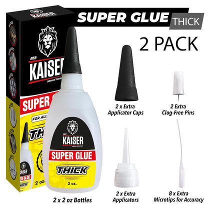 Thick Cyanoacrylate (CA) Super Glue – 2 Pack (2 x 2 oz Bottles) – Heavy-Duty Adhesive for Woodworking, Marble, and Repair Projects