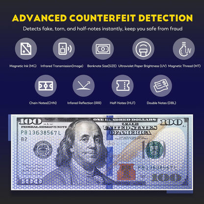 CGOLDENWALL Mixed Denomination Money Counter Machine, Touchscreen Value Counter, 1500Bills/min Cash Counting, UV/MG/IR/DD Detection, Multi-Currency & Modes Bill Counter for Business
