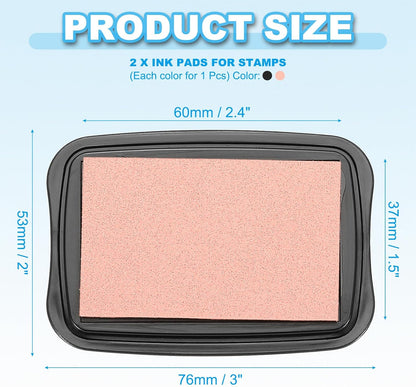 PATIKIL 3"x2" Large Stamp Pad, 2Pcs Washable Craft Ink Pad for Rubber Stamp Card Making Stamping Scrapbook Fingerprint Handprint, Pink/Black