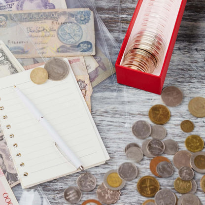 Teling 8 Pcs Coin Storage Box 2x2inch Flip Holders Collectors Coin Supplies Holders for Cents Collection Cardboard (Red)