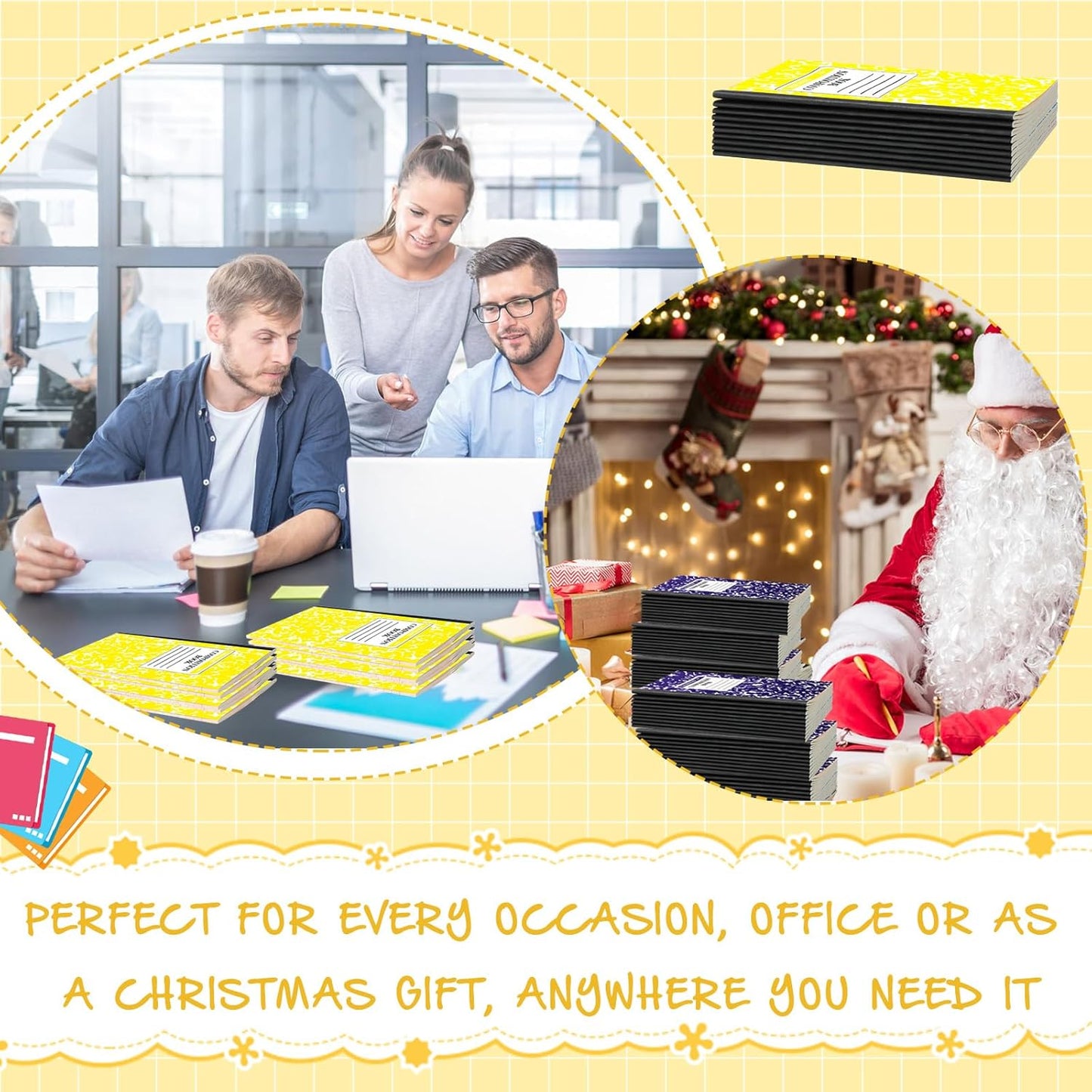 Fainne 100 Pack A5 Composition Notebooks Bulk College Ruled Composition Notebooks Marble Covers Notebook for Student Classroom Office Supplies 30 Sheet/60 Page(Yellow)