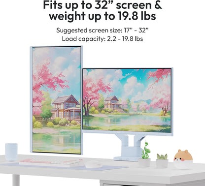 Pixio PS1D Wave Blue Dual Monitor Arm Stand Desk Mount - Fits up to 32 inches Monitors and up to 19.8lbs. VESA Compatibility and Integrated Cable Management