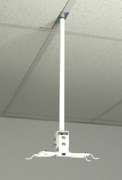 ALZO Short Suspended Drop Ceiling Video Projector Mount with Scissor Clamp for T-Bar Attachment with 10 Inch Drop