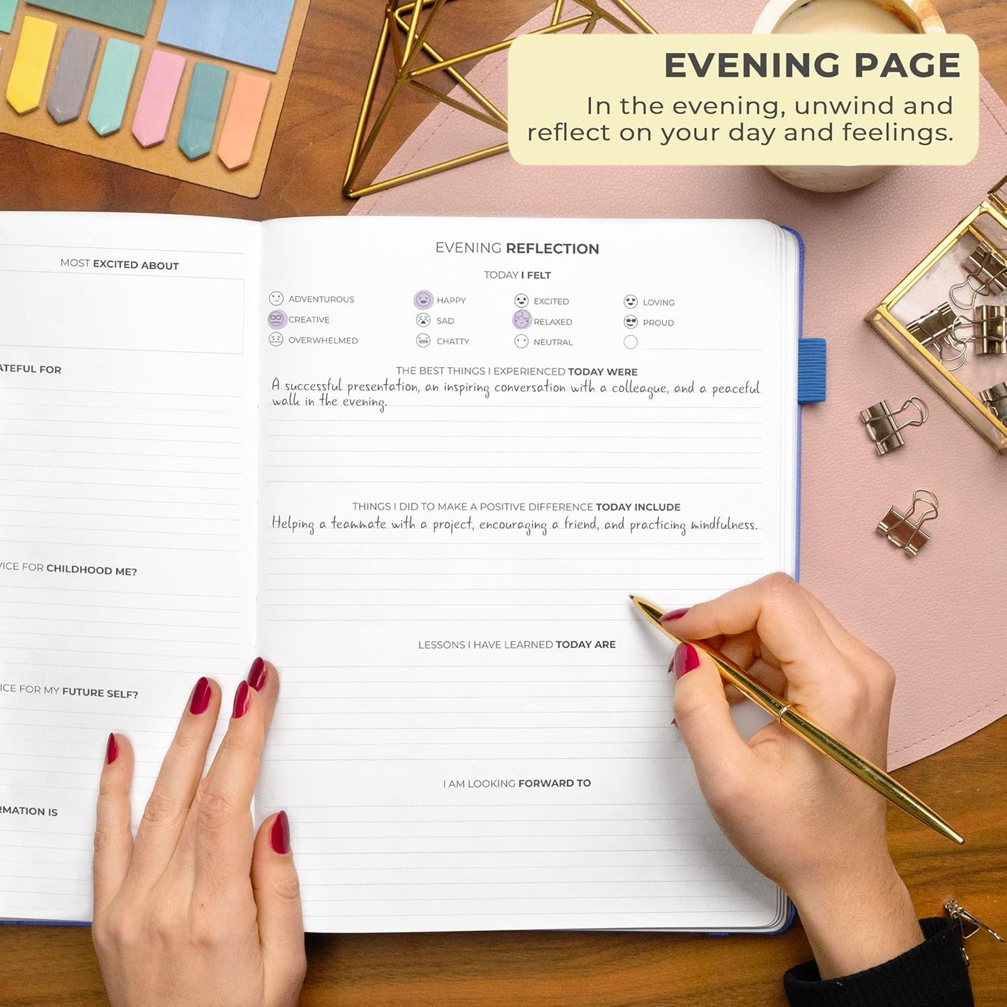 Clever Fox Gratitude Journal Large – Happiness, Positivity & Affirmation Journal – Inspirational Daily Notebook, 3 Months, 8.3x11” (Mystic Blue)