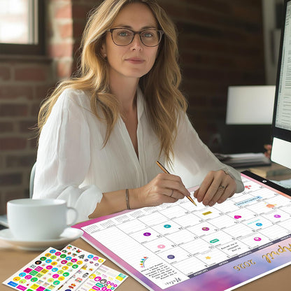 Gannyfer Desk Calendar 2025-2026, Large 22"x17" Monthly Calendar, July 2025 - Dec 2026, 18 Month Yearly Desktop Calendar with Notes, for Family, Office, and School(6 Stickers)