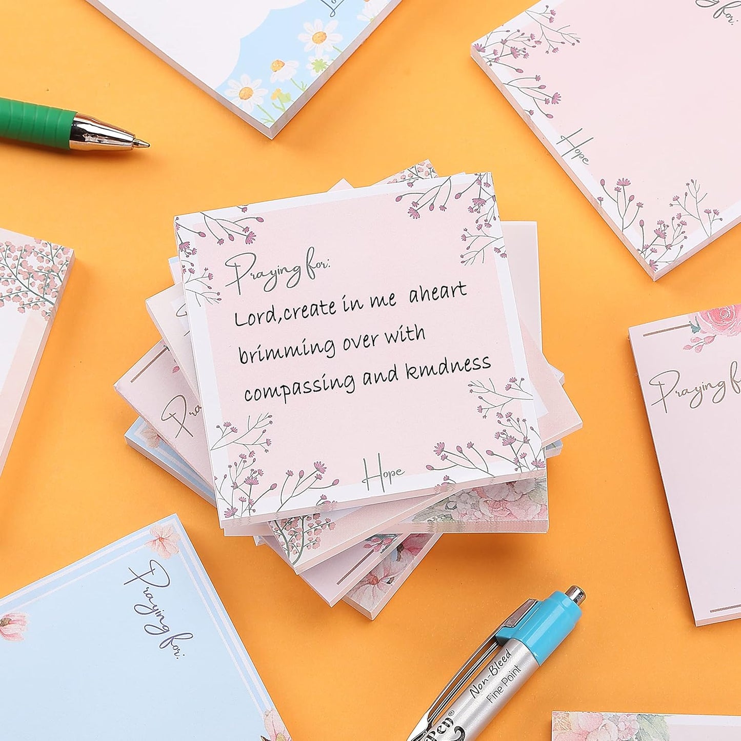 Mr. Pen- Floral Sticky Notes, 3'x3', 12 Pads, Aesthetic Colorful Sticky Notes in Bulk