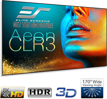 Elite Screens 115 inch UST ALR Projector Screen 16:9 4K 90% Ceiling Ambient Light Rejecting Edge Free Fixed Frame Grey Projector Screen Indoor Movie Screen Home Theater - Aeon CLR 3 AR115H-CLR3