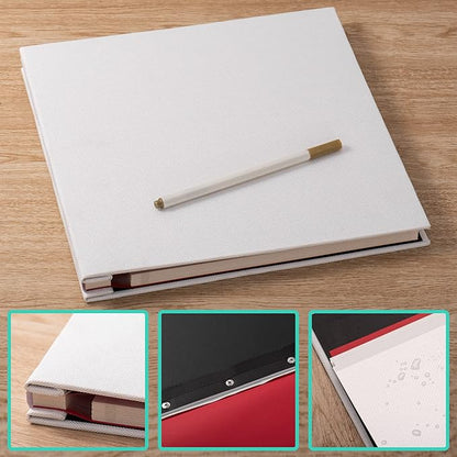 Large Photo Album Self Adhesive 4x6 5x7 6x8 8x10 Pictures Scrapbook Magnetic Album DIY Scrap Book 60 Sticky Pages Linen Cover DIY Photo Album with A Metallic Pen and DIY Accessories(White)