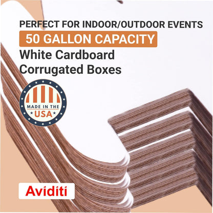 AVIDITI Cardboard Trash Cans and Recycling Bins, 50 Gallon 18"L x 18"W x 36"H (10-Pack) Reusable or Disposable Pop Up Garbage Boxes for Parties, Outdoor Events, Heavy Duty, Plain