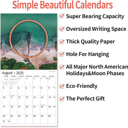 2025 Wall Calendar,Calendar 2025, January 2025 - December 2025, Wall Calendar Ocean Beaches, 12" x 24" Opened,Full Page Months Thick & Sturdy Paper for Calendar Organizing & Planning