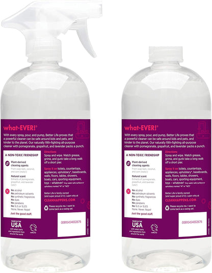 Better Life Multi Surface Cleaner - Plant Derived Cleaner Spray, Non-Toxic All Purpose Cleaners, Eco-Friendly Non Toxic Cleaning Supplies for Home, Currant and Citrus Scent, 32 Fl Oz * 2