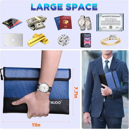 5200℉ Fireproof Money Bag for Cash, Fireproof Bag, Fireproof Pouch for Important Documents and Valuables, 11x7.7 Inch, Waterproof Zipper