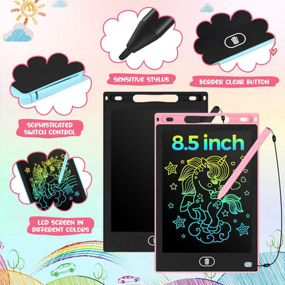 Tinlade 12 Pack LCD Writing Drawing Tablets 8.5 Inch Bulk Colorful Doodle Board Erasable Electronic Painting Drawing Pads Learning Toy Gifts for Kids Christmas School(Pink, Light Blue, White, Black)