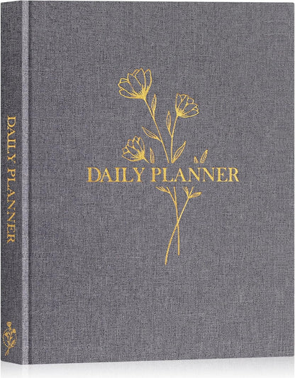 Lanpn Undated Daily Planner Hourly Schedule Notebook, 196 Pages 2 Page per Day To Do List Notebook Notepad Appointment Work Planner, Hardcover Daily Journal Organizer Book For Women 7.7" x 9.3" Grey
