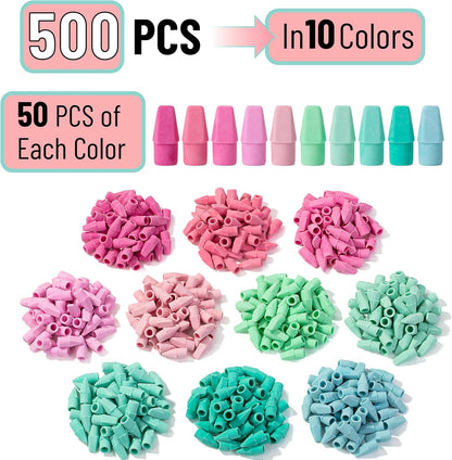 Mr. Pen- Pencil Erasers Toppers, 500 Pack, Colorful, Latex Free, No Smudge, Mr Pen Erasers for Pencils