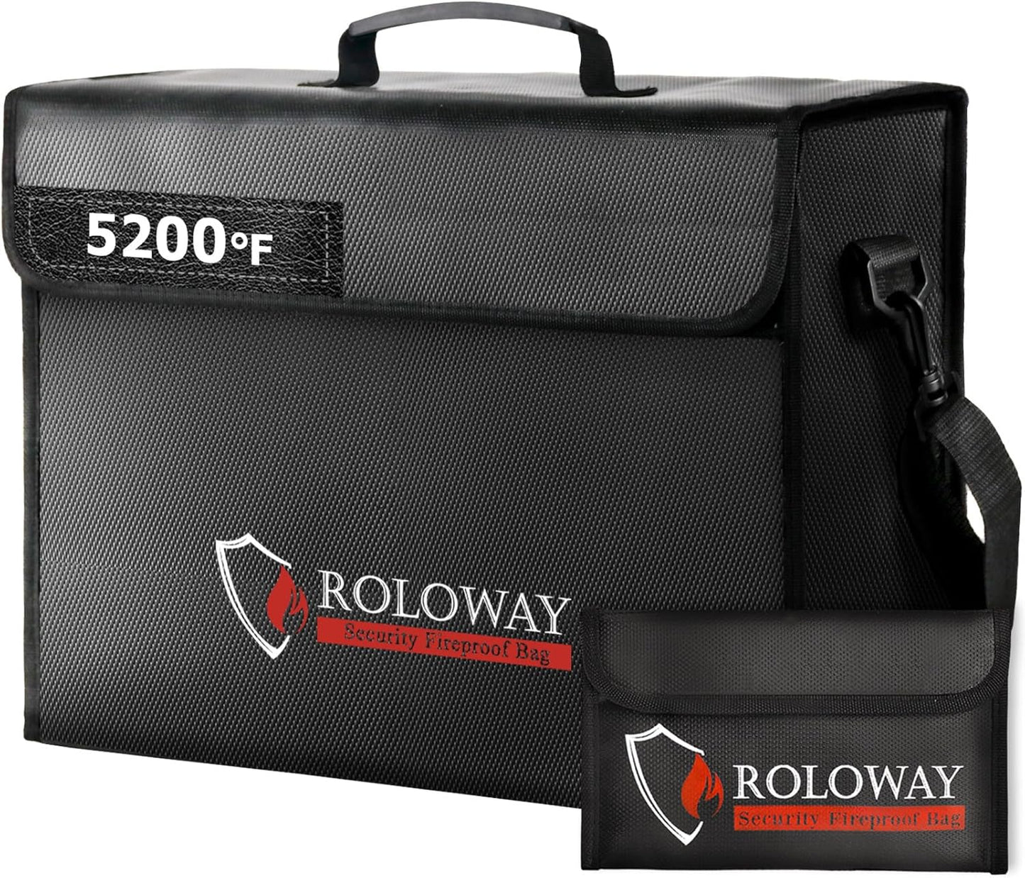 ROLOWAY Large Fireproof Bag 5200℉ Heat Insulated (17 x 12 x 5.8 inches), Fireproof Document Bag for Cash Safe and Document Safe