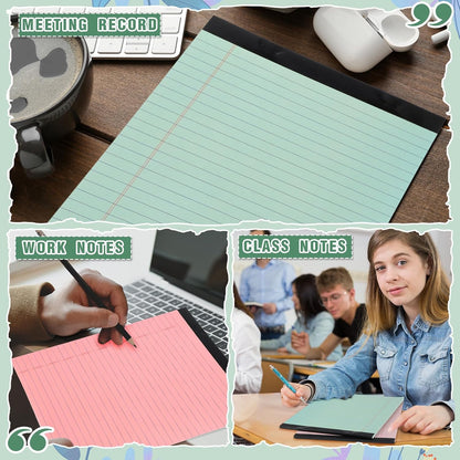 Fuutreo 8 Pcs 8.5'' x 11'' Colored Legal Pad Writing Pads Wide Ruled 50 Sheets Per Notepad Perforated Writing Notepad Office Supplies for School College Office Business (Bohemian Color)