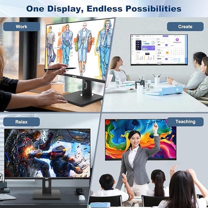 Touch Screen Monitor, Touchscreen Monitor 27'' QHD 2560x1440 100Hz, Touch Screen Monitors w/ 10-Point Touch, Built-in Speakers, Type C, VESA, Stylus Pen, Perfect for Bar, Gym, Business, Black