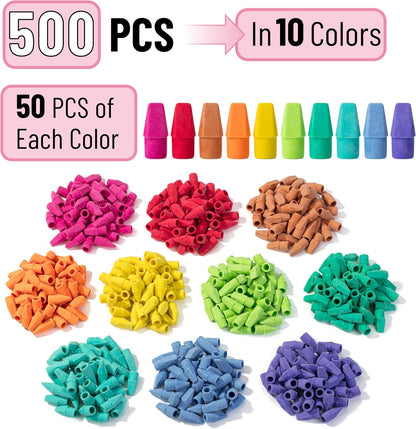 Mr. Pen- Pencil Erasers Toppers, 500 Pack, Colorful, Latex Free, No Smudge, Mr Pen Erasers for Pencils