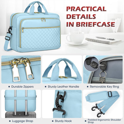 NEWHEY Laptop Bag 17.3 Inch Laptop Briefcase for Women Men Waterproof Shoulder Messenger Bag Large Computer Bag for Business Office Work College, Blue