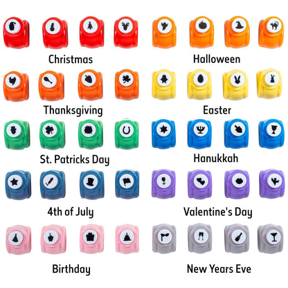 Every Occasion Year Round Scrapbook Paper Holiday Punchers-40 Unique Designs for Valentines, Easter, St. Patrick's Day, Christmas, & More- DIY Confetti for Holiday Cards, Invitation, Decoration Making