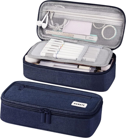 WEMATE Pencil Case, Large Storage Organizer for Stationery, Back - to - School Essential, Teacher Must - have, Big Pencil Pouch, Marker Case School Supplies for College & High School