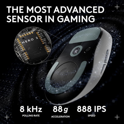 Logitech G PRO X Superlight 2 DEX Wireless Gaming Mouse, 60g pro-Grade Right-Handed Mouse with 5 programmable Buttons, USB-C Charging, 44k DPI Sensor, up to 8 kHz Polling for PC/Mac - White