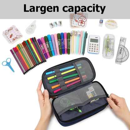 Large Capacity Pencil Case Multi-Slot Pencil Pouch Durable Pencil Box Portable Office Pen Bag with Zipper