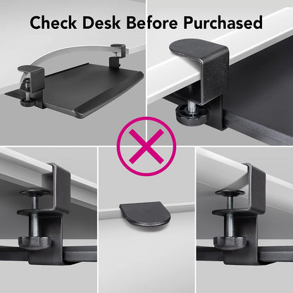 EHO Clamp-On Retractable Adjustable Keyboard Tray, Under Desk Ergonomic Keyboard Tray - Easy Tool-Free Install - Small Surface 20" (24.8" Including Clamps) x 11.5"