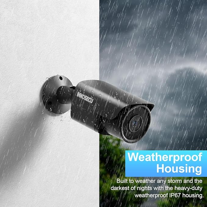 Bullet PoE Camera 5MP, Outdoor Waterproof IP67 Security Camera, Built-in Microphne/Audio, IR Night Vision 100ft, AI Human/Vehicle Detection, 2.8mm Lens Wide Angle 110°, INB5GR37E-B (Black)