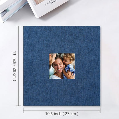 Vienrose Large Photo Album Self Adhesive for 4x6 8x10 Pictures Linen Scrapbook Album DIY 60 Blank Pages with A Metallic Pen