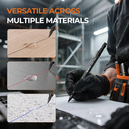 Nicpro 1.3mm Mechanical Pencil Set in Leather Bag with Lead Refill Black & Colors, Erasers- Weatherproof Metal Heavy Duty Carpenter Pencil & Spiral Notebook for Outdoor Drafting Marking Drawing