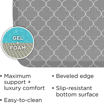 GelPro Elite Premier Anti-Fatigue Kitchen Comfort Floor Mat, 20x36", Trellis Classic Grey