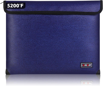 Fireproof Bag with 5200℉ Thermal Insulated, Waterproof Fireproof Box with Zipper, Fireproof Money Bag for Cash, Fireproof Safe Bags for Home Safe Bank Valuable Documents (13.9"x10.6", Blue)