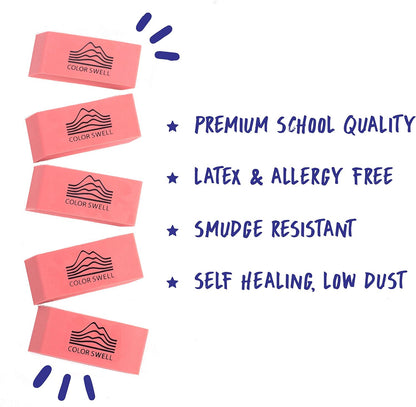 Color Swell Bulk Pink Erasers - 108 Pack of Neon and Pink Erasers - Perfect for Offices, Classroom, Kids, Students, Families, and Donations